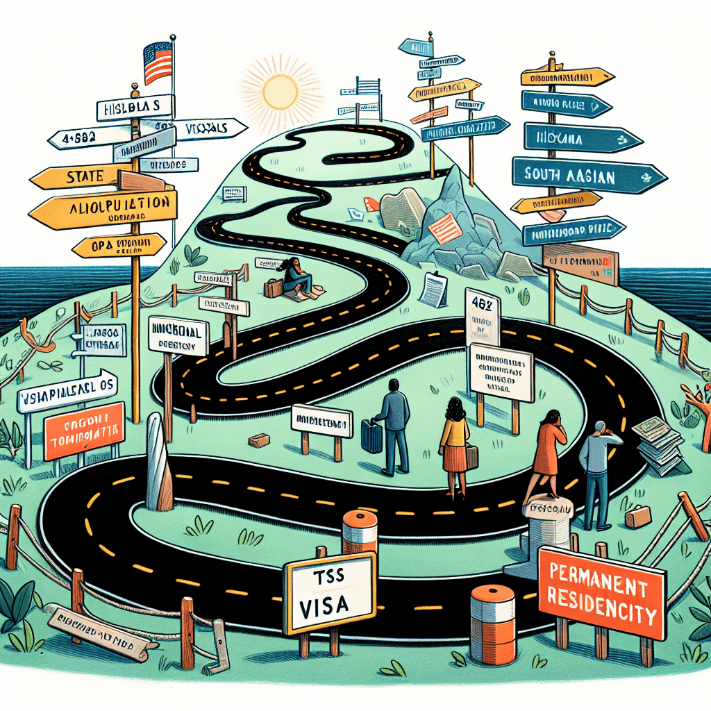 Roadmap graphic detailing the journey from Australian 482 TSS visa to Permanent Residency